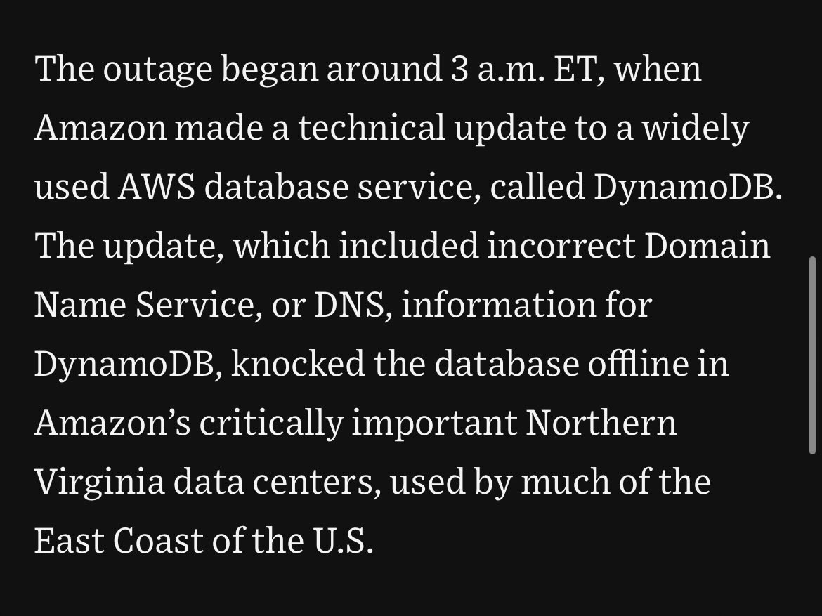 Malcolm Wardlaw (@malcolmwardlaw) on Twitter photo It’s always DNS! It’s always DNS!