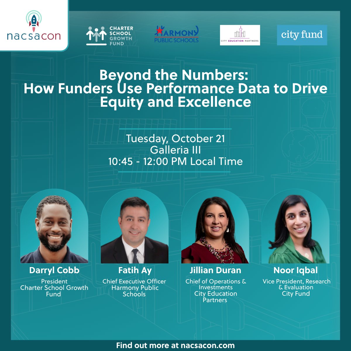 Are you attending #NACSACon?
Join us TOMORROW!
Beyond the Numbers: How Funders Use Performance Data to Drive Equity and Excellence.
🕥 10:45 AM - 12:00 PM CT
📍 Galleria III

How do funders evaluate school quality—and what can authorizers learn from their approach? In this