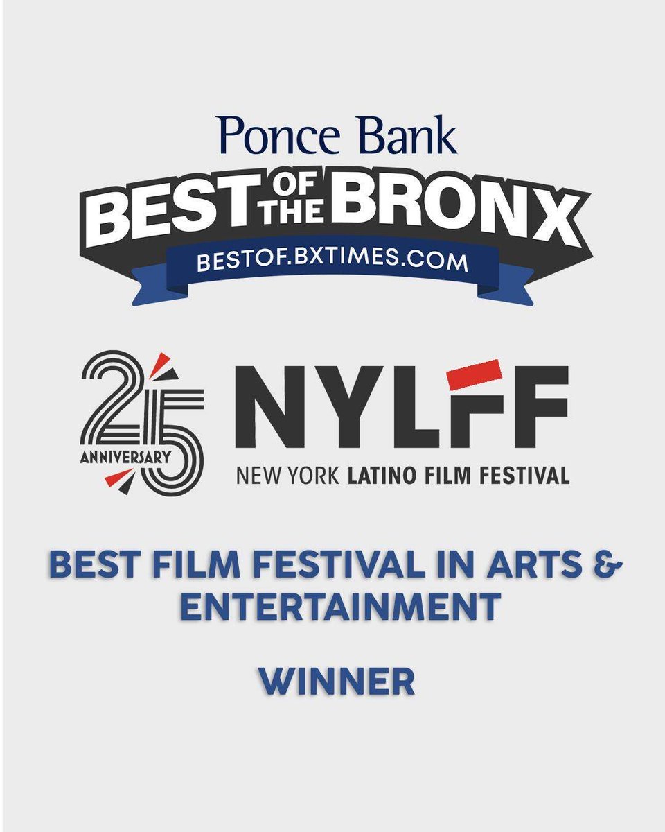 🏆NYLFF For The Win🏆 

Much love to the good folks at Ponce Bank and everyone that voted for us to win the Best Film Festival In Arts &amp; Entertainment award. We are super proud to be in the elite category of being BEST OF THE BRONX. 

#WeAreNYLFF #NYLFF #NYLFF25 #NYLFFNow