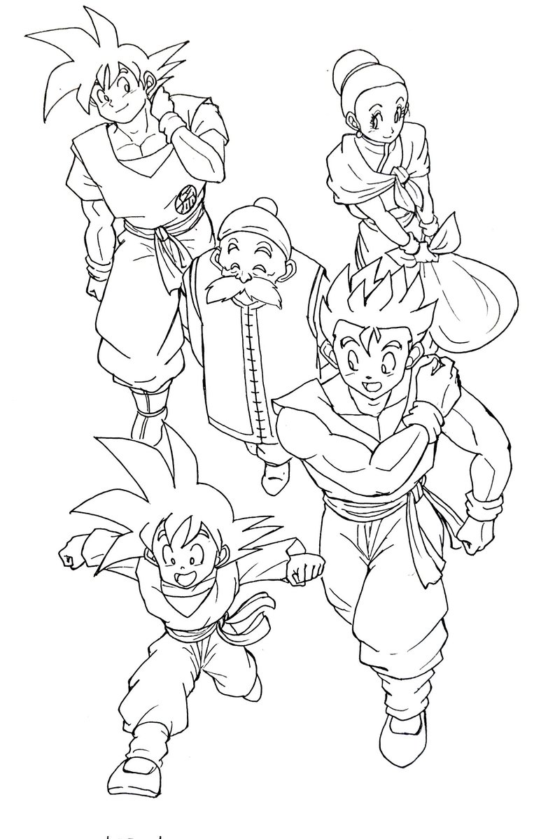 area5169458561's tweet image. Goku&Chichi&Gohan&Goten&Gohan
Son Family line drawing