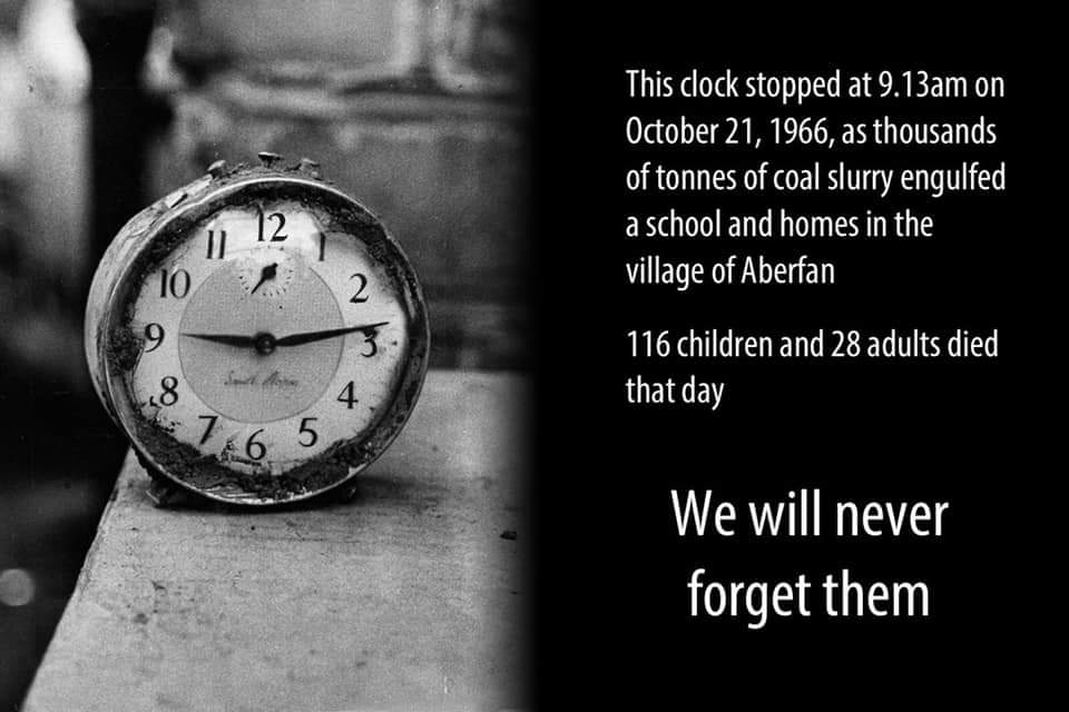 tredegarwales's tweet image. Tuesday 21st October, 2025 marks the 59th Anniversary of the #Aberfan Disaster which took the lives of 144 people, including 116 children. Respectfully mark this occasion with a minute’s silence at 9.13am, in memory of those lives so tragically taken. RIP