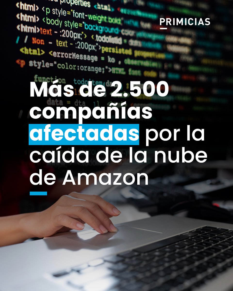 Amazon Web Services (AWS) ha logrado recuperar varios de sus servicios pero reporta que siguen registrando errores. Más de 2.500 compañías fueron impactadas, según Downdetector. prim.ec/qqRi50XfhIG