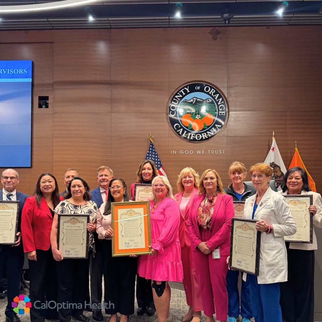 Last week, the Orange County Board of Supervisors presented CalOptima Health with a resolution recognizing October as #BreastCancerAwarenessMonth.⁣ CalOptima Health Medical Officer, Richard Lopez, Jr., M.D., FACS, accepted the resolution on behalf of CalOptima Health.