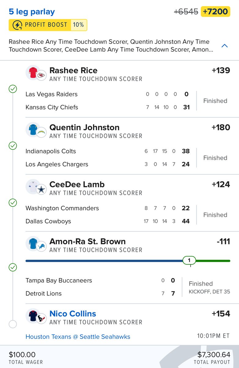 RBsSportsPlays's tweet image. LIKE/RT/COMMENT $500 to 5 People When WE CASH Tonight 🫵🏽

Rashee Rice ATD +139✅
Quentin Johnson ATD +180✅
CeeDee Lamb ATD +124✅
Amon-Ra St. Brown ATD -111✅

ALL EYES ON NICO BABYYYY 🕺🏻