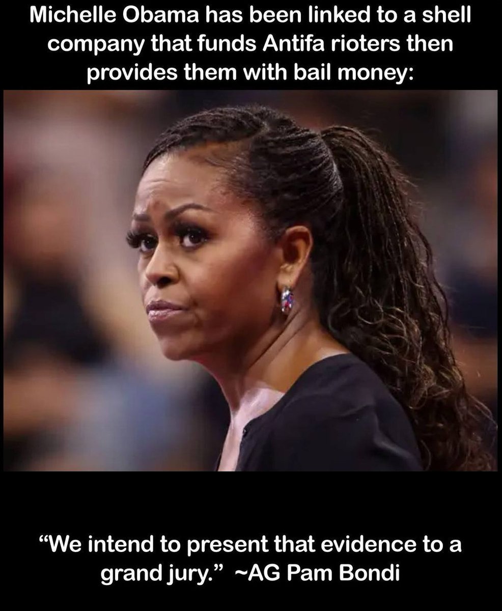 🚨BOMBSHELL EXPOSED: Michelle Obama SECRETLY FUNNELING MILLIONS THROUGH A SHADY SHELL COMPANY TO ARM AND FUND ANTIFA TERRORISTS – THEN BAILING OUT THEIR VIOLENT RIOTERS TO KEEP THE CHAOS GOING!

🔗 t.me/+nPHzGh53lLNkM…

AG Pam Bondi DROPS THE HAMMER: "We're DRAGGING THIS