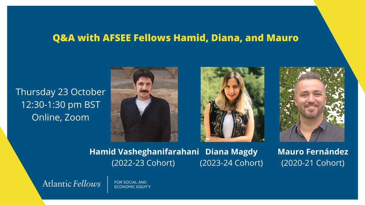 Este jueves 23 a las 13:30 CET haremos un Q&amp;A sobre una comunidad maravillosa de la que formo parte desde 2020: Atlantic Fellows for Social and Economic Equity. 

Las aplicaciones para una nueva cohorte están ABIERTAS. 

¡Sumate acá!
lse.zoom.us/meeting/regist…