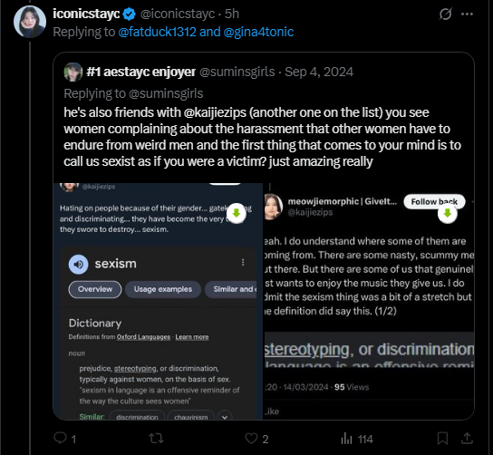 kaijiezips's tweet photo. it's been what? a year or something?? and I'm still getting dragged over this. They twist my words and stripping context away. I was just pointing out a logical hole. I never attacked anyone. They just felt attacked since I pointed out a flaw in their statement. https://t.co/qnCrN9vqfd
