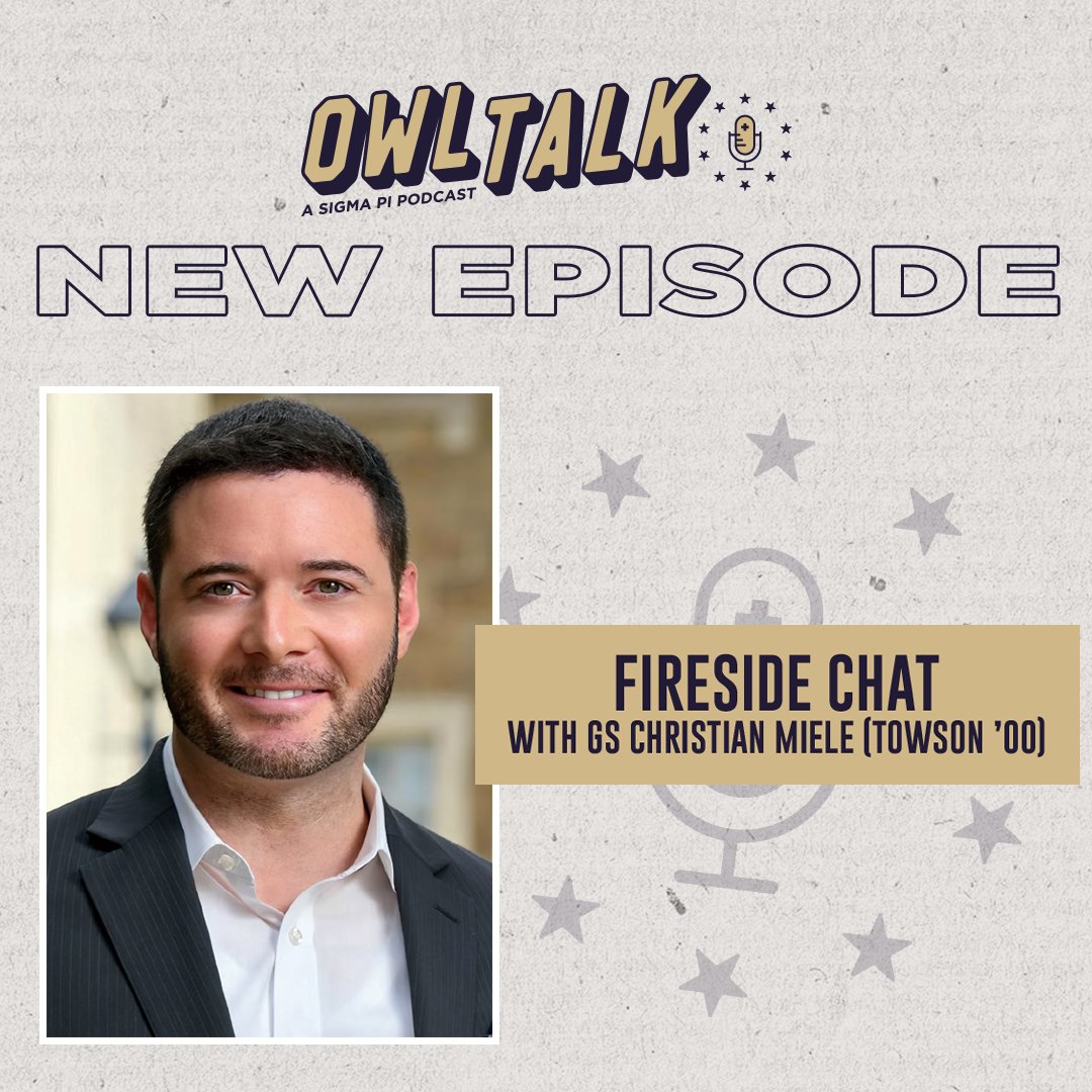 SigmaPi's tweet image. Join Owl Talk as we host Grand Sage Christian Miele (Towson &apos;00). GS Miele discusses the Grand Council traveling to visit chapters across the nation, fall recruitment, Convocation planning, the Executive Director search, and more! Listen at sigmapi.org/news-stories/o…