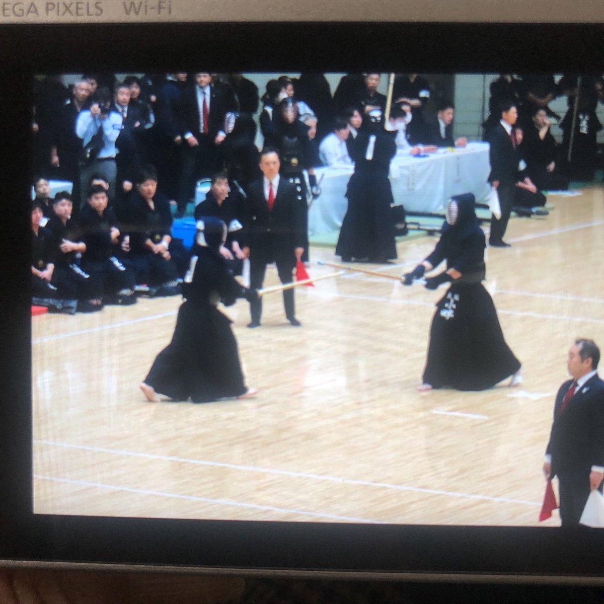 #中央大学剣道部　警察大会一部、初戦の先鋒から同門対決。胃が痛い🥵
R7卒小畔直、R6卒池田龍ノ介、R5卒中山寛大（以上、福大大濠）R4卒清家羅偉（高千穂）