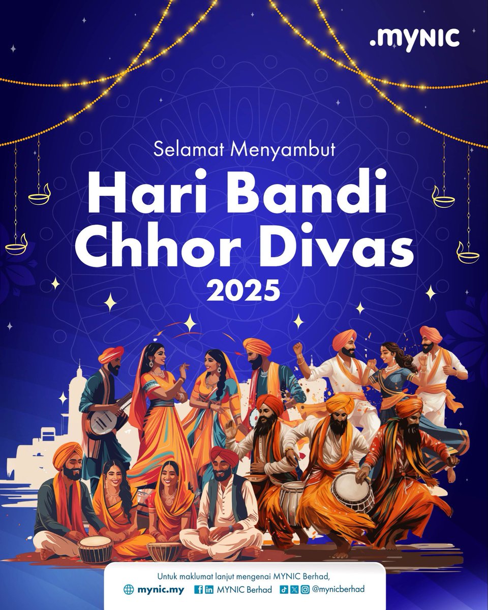 SELAMAT MENYAMBUT HARI BANDI CHHOR DIVAS 2025  🪔

Semoga hari yang penuh makna ini membawa kegembiraan, kedamaian dan kebersamaan kepada semua yang meraikannya.

Warga MYNIC Berhad mengucapkan selamat menyambut Hari Bandi Chhor Divas kepada seluruh komuniti Sikh di Malaysia. 🌟