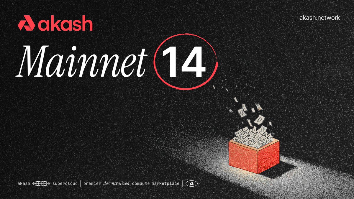 akashnet's tweet image. Prop 308: Upgrade Akash to Mainnet 14 is live on chain.

This proposal, if approved, will upgrade Akash&apos;s Node to version 1.0 at block 23939793 with Cosmos SDK v0.53, along with key improvements that include:

◦ IAVL Storage Upgrades – Faster queries and execution on live state…