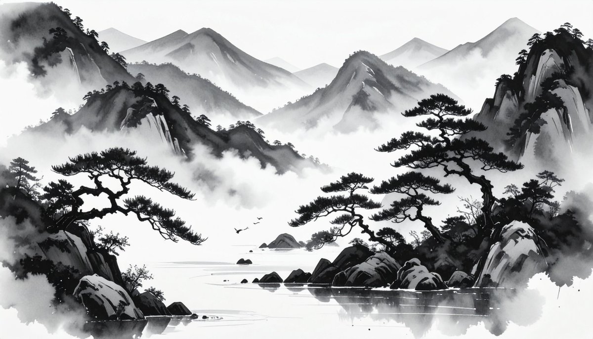 QZmZaE0e5y7184's tweet image. 霧の山水／Misty Landscape
#AIart #AIアート #Firefly #Adobe #JapaneseArt