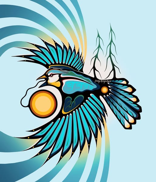 trizzzdulay's tweet image. Go Jays Go! #ALCS #BlueJays  .  Art by Emily Kewageshig of the Ojibwe Nation.