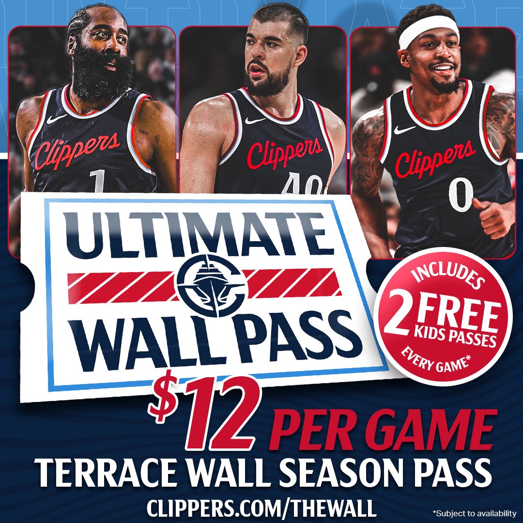 joeylinn_'s tweet image. The Clippers just announced a pretty incredible offer for the 2025-26 season.

Their Ultimate Wall Pass is now just $495 per season which means fans can attend all 40 home games for just $12 per game. It also includes two free kids passes for every game.

Fans who buy a pass…