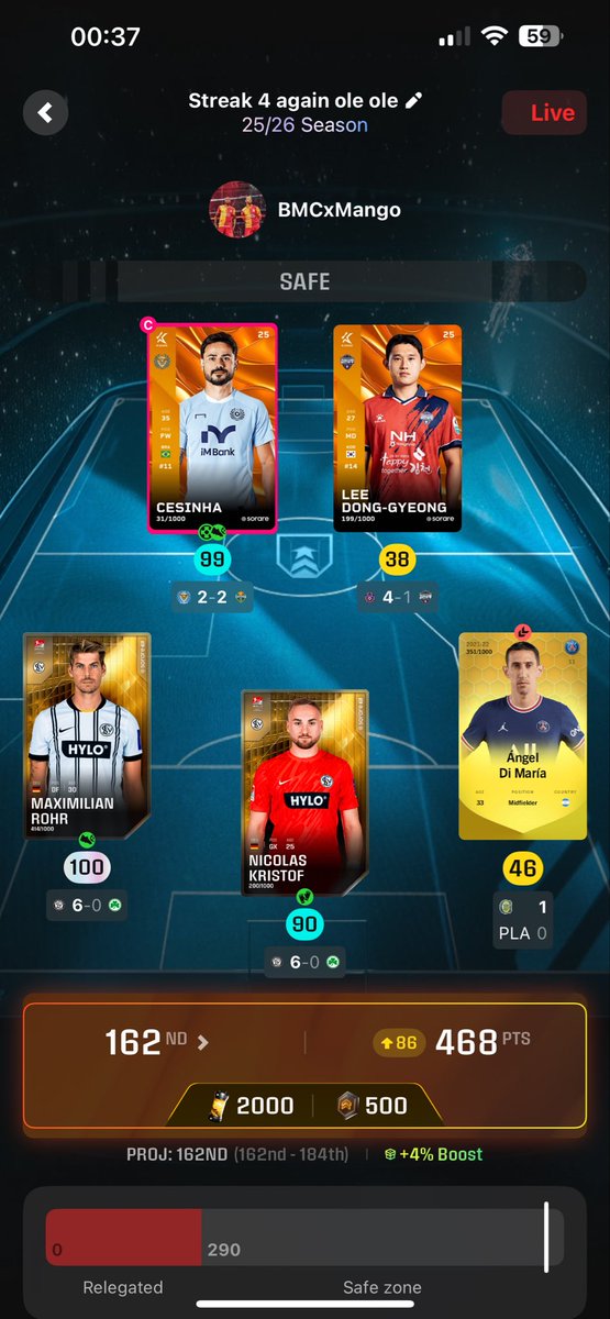 BMCxMango's tweet photo. Some solid lineups this week. Shame I wasn’t on contender streak 5 this week 🤣 https://t.co/mAFbS87IEv