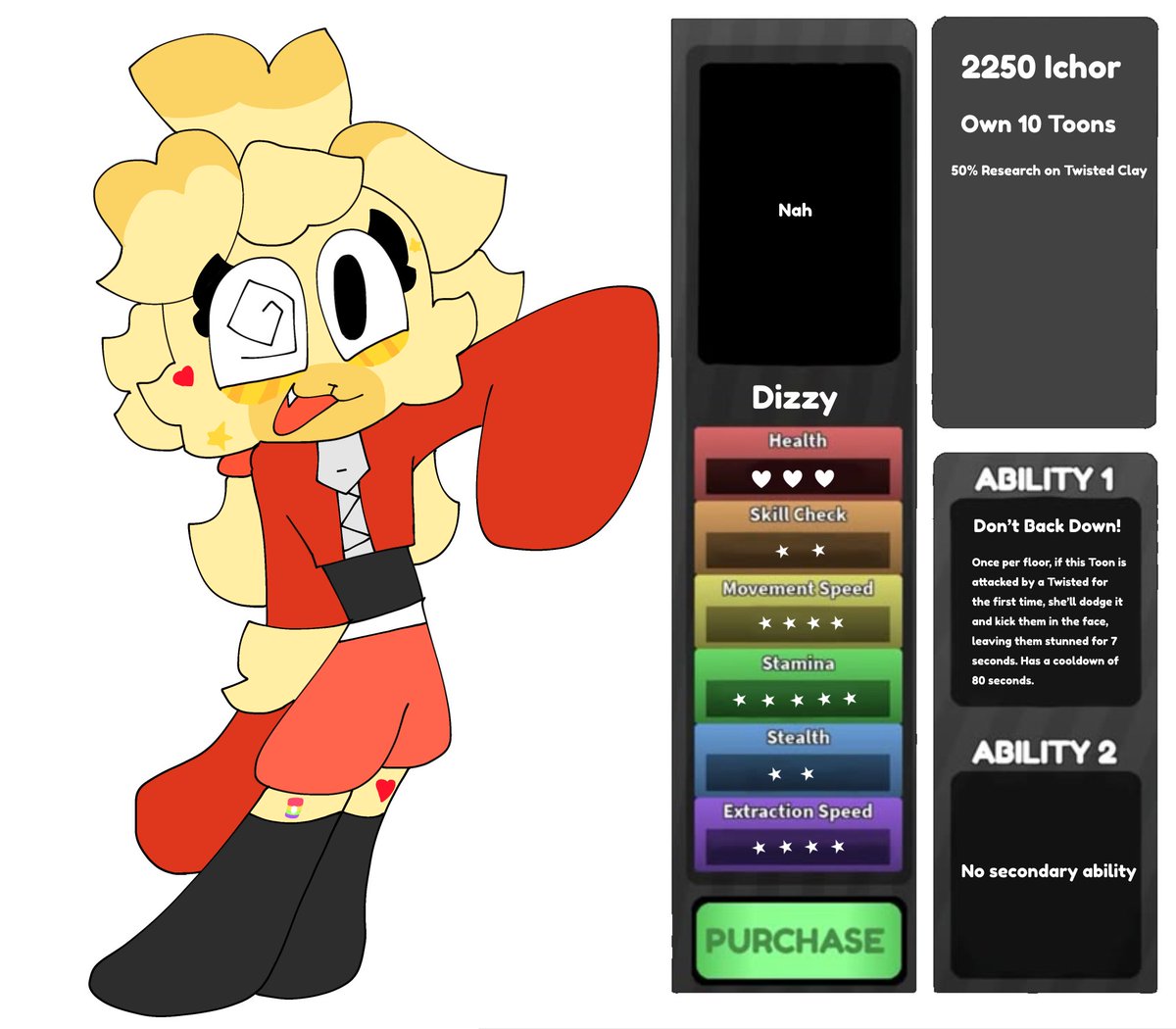 Another one, Dizzy! 
Energetic, a bit dumb, but took cheerleading as a pup so she can kick ass!
#dandysworld