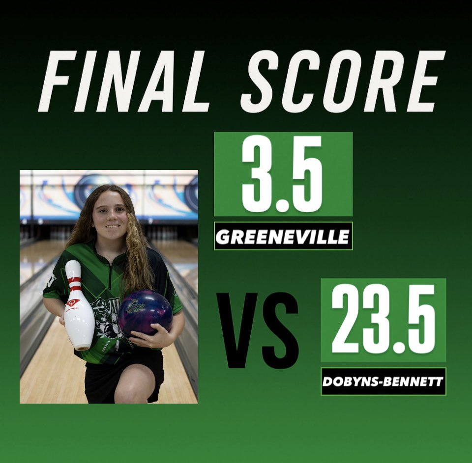 The Lady Devils fall to the Lady Indians 23.5-3.5. The Greene Devils took the Indians down to the final game, a win would make the final score 14-13 Greeneville but DB came out on top to seal it 19-8. We want to give a BIG THANK YOU to GreeneSportsZone for the coverage today!🎳💚