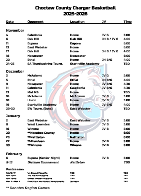 GoChargersBB's tweet photo. Choctaw County Chargers High Varsity Basketball Schedule is up.  We are 2 weeks away from beginning the season! https://t.co/LjfgSVOMkJ