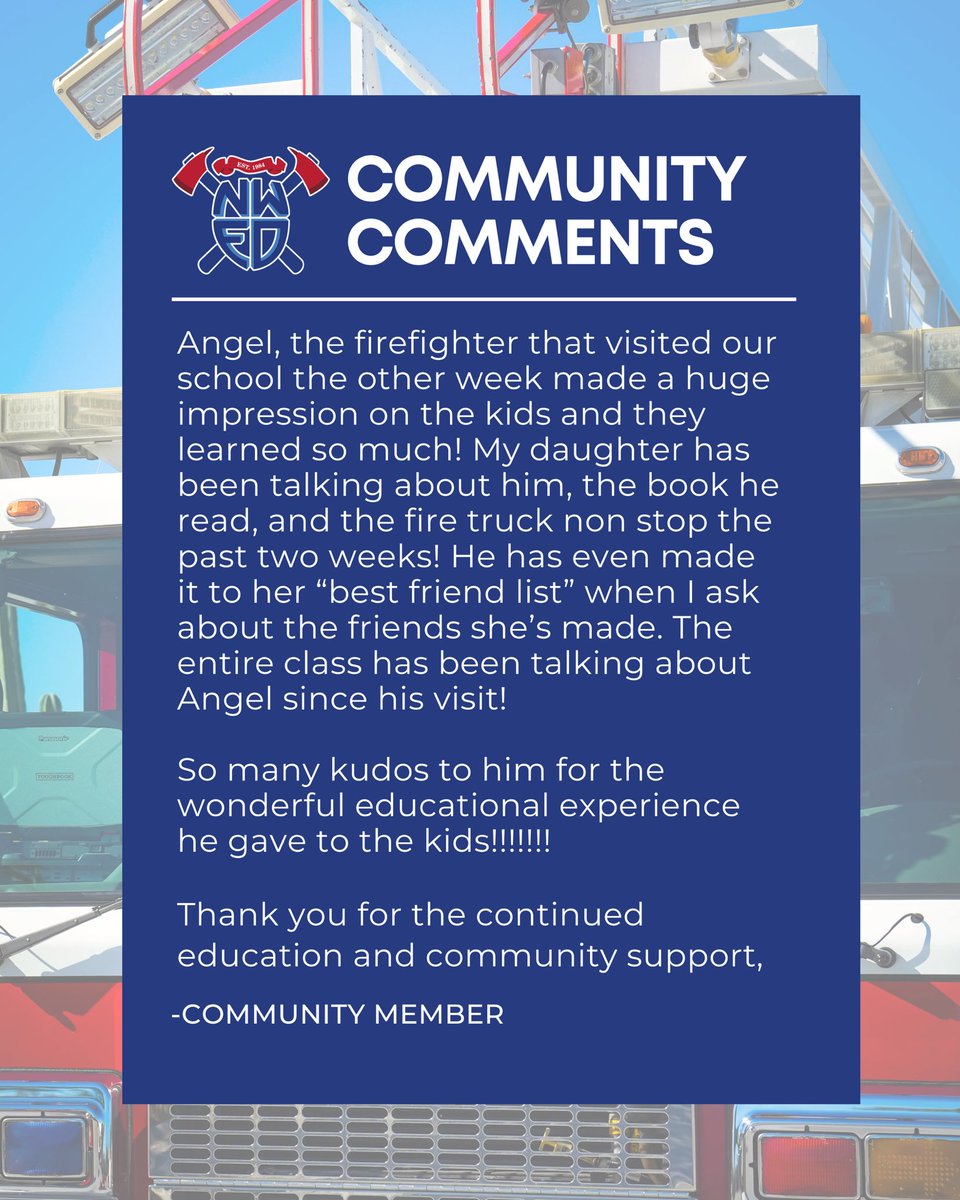 We’re honored to serve such a thoughtful and supportive community! Your kind comments remind us why we do what we do every day. Thank you for your support and trust.

Want to share your experience with Northwest Fire?
📥 Email: Contact@NWFDAZ.gov
☎️ Call: (520) 887-1010

Need