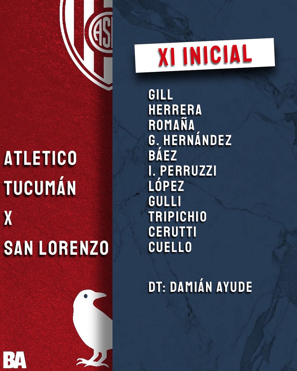 ⚽️ Los XI de #SanLorenzo para enfrentar esta noche a Atlético Tucumán en el José Fierro.