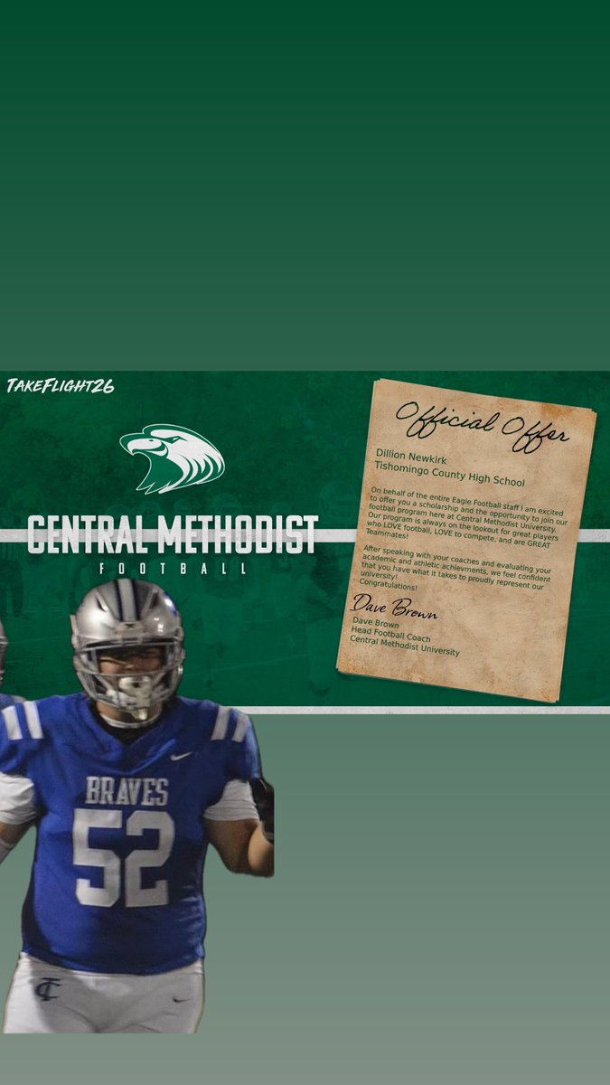 Happy to offer <a href="/DillonNewkirk/">Dillon Newkirk</a> an absolute dawg to The Nest 🪹 and hopefully our next Eagle🤞💚🤍💚 <a href="/cmueaglesFB/">Central Methodist Football</a> <a href="/CoachDaveBrown/">Dave Brown</a> <a href="/MackHelms6083/">Coach Helms</a> #TakeFlight #alldavibez