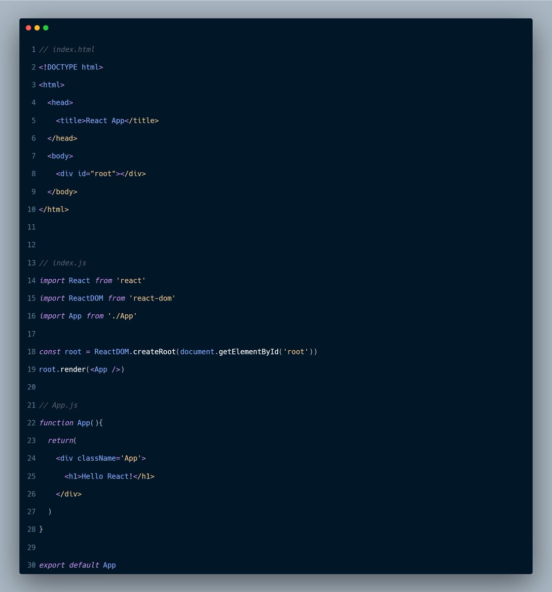 mubaraqabba's tweet image. React File Structure &amp;amp; Data Flow

understanding the relationship between core react files is essential for application development

file responsibilities:
- index.html:   foundation file containing the root div element where the react application mounts
- index.js:   javascript…