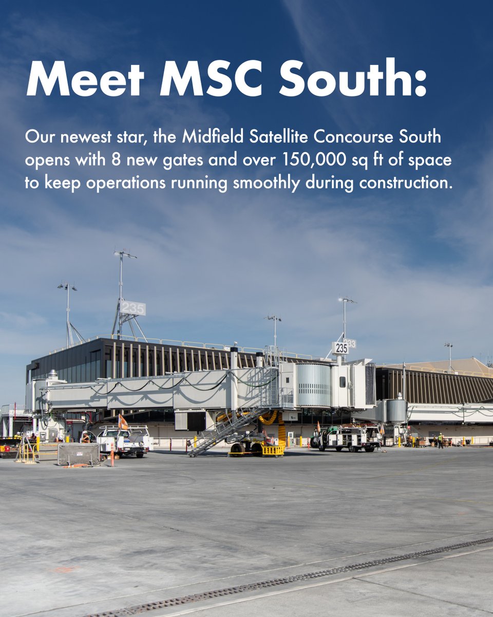 Terminal 5 begins its closure today as we roll into a major glow-up to make your travel experience even smoother.​

While construction is underway:​
JetBlue → Terminal 1​
Spirit → Terminal 2​
American Airlines → Terminal 4​

Our newest star, Midfield Satellite Concourse South,