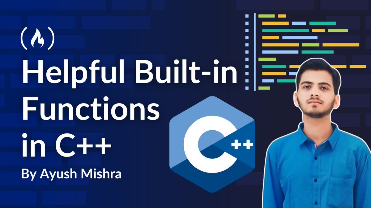 freeCodeCamp's tweet image. Built-in functions in C++ are part of the standard libraries.
They're designed to provide you with common and essential functionality you'll often need when programming.
In this tutorial, Ayush teaches you some helpful built-in functions in C++ that you should know – with…