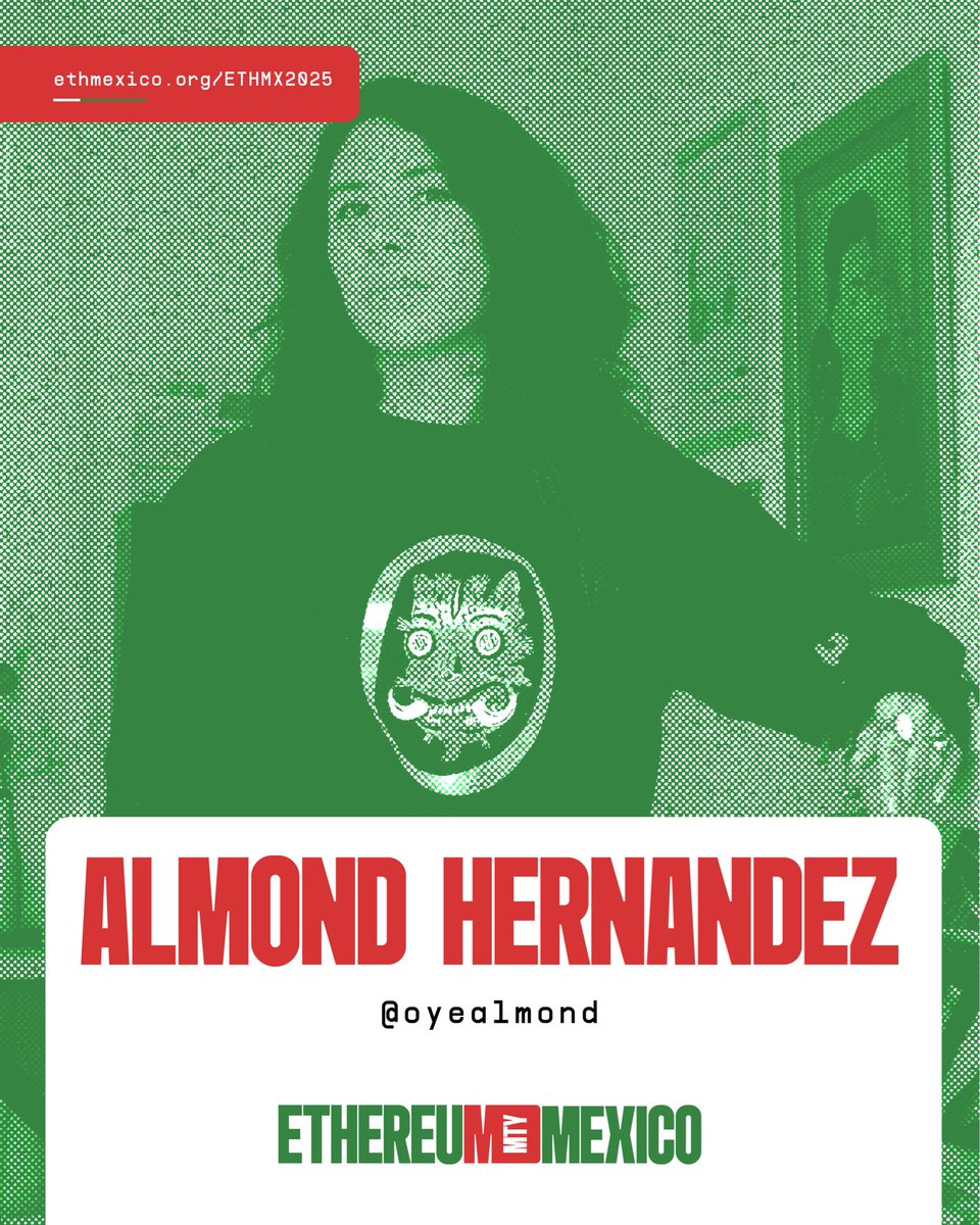 Ethereum Mexico 🇲🇽 (@ethereum_mexico) on Twitter photo Orgullo ver a mujeres líderes y referentes del ecosistema llegar a Monterrey para #ETHMexico2025 🇲🇽
👩🏼💻Almond Hernández | <a href="/oyealmond/">Almond 📍 🇲🇽</a>
🎤  De Idea a Impacto Onchain: Escala con Base
👤Bio: Estratega cultural y constructora de comunidades blockchain con más de cuatro años de Orgullo ver a mujeres líderes y referentes del ecosistema llegar a Monterrey para #ETHMexico2025 🇲🇽
👩🏼💻Almond Hernández | <a href="/oyealmond/">Almond 📍 🇲🇽</a>
🎤  De Idea a Impacto Onchain: Escala con Base
👤Bio: Estratega cultural y constructora de comunidades blockchain con más de cuatro años de