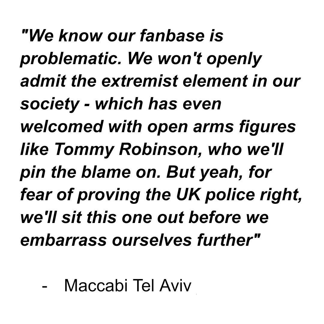 <a href="/MaccabiTLVFC/">Maccabi Tel Aviv FC</a> For those who can't be bothered reading the above, they're basically saying the below