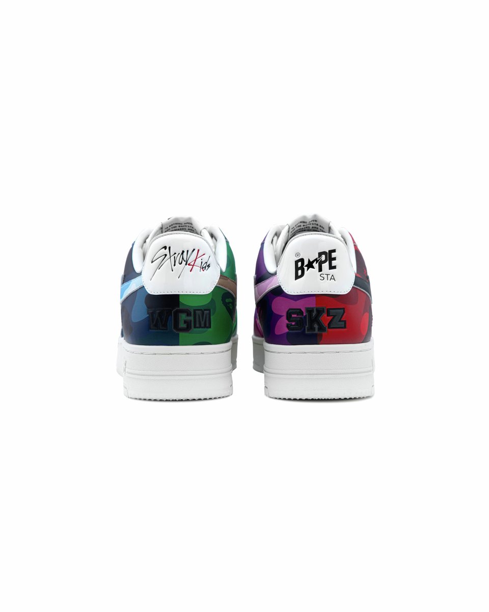 BAPEOFFICIAL's tweet photo. BAPE® x STRAY KIDS BAPE STA™: Available exclusively at BAPE®!

This special edition features bold COLOR CAMO designs inspired by all eight members of the group. Each pair includes lace clips showcasing SKZOO and BABY MILO®, allowing fans to personalize and create their own one-of-a-kind BAPE® X STRAY KIDS BAPE STA™.

Dropping in Dec, stay tuned for updates.

#BAPExSTRAYKIDS #BAPE #ABATHINGAPE #StrayKids #babymilo #SKZOO
