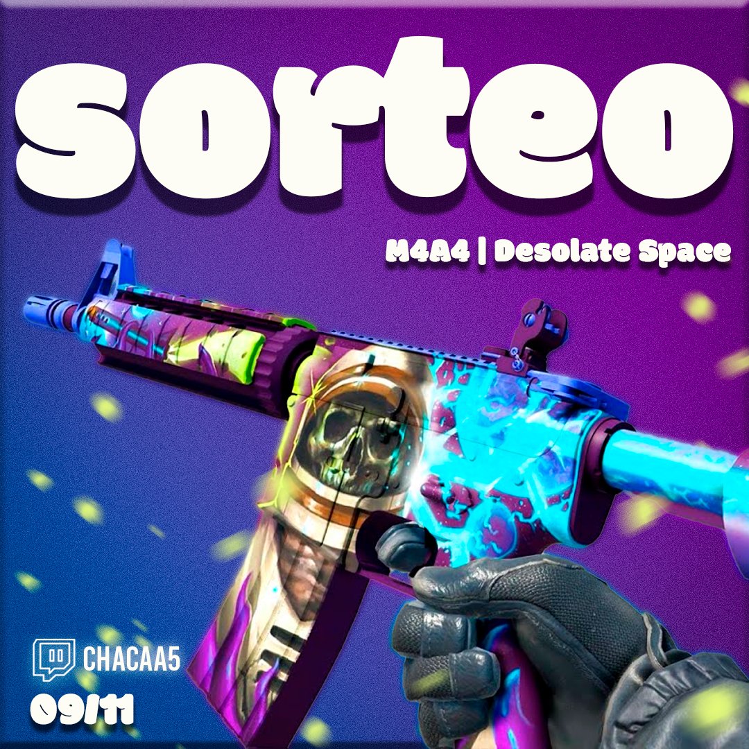 M4A4 | Desolate Space | 09/11🩵

— RT &amp; Follow en X
<a href="/chacaa_5/">Chacaa5 ⭐⭐️⭐️</a> 
 
— Follow en Twitch
twitch.tv/chacaa5

— Estar en el directo al momento del sorteo