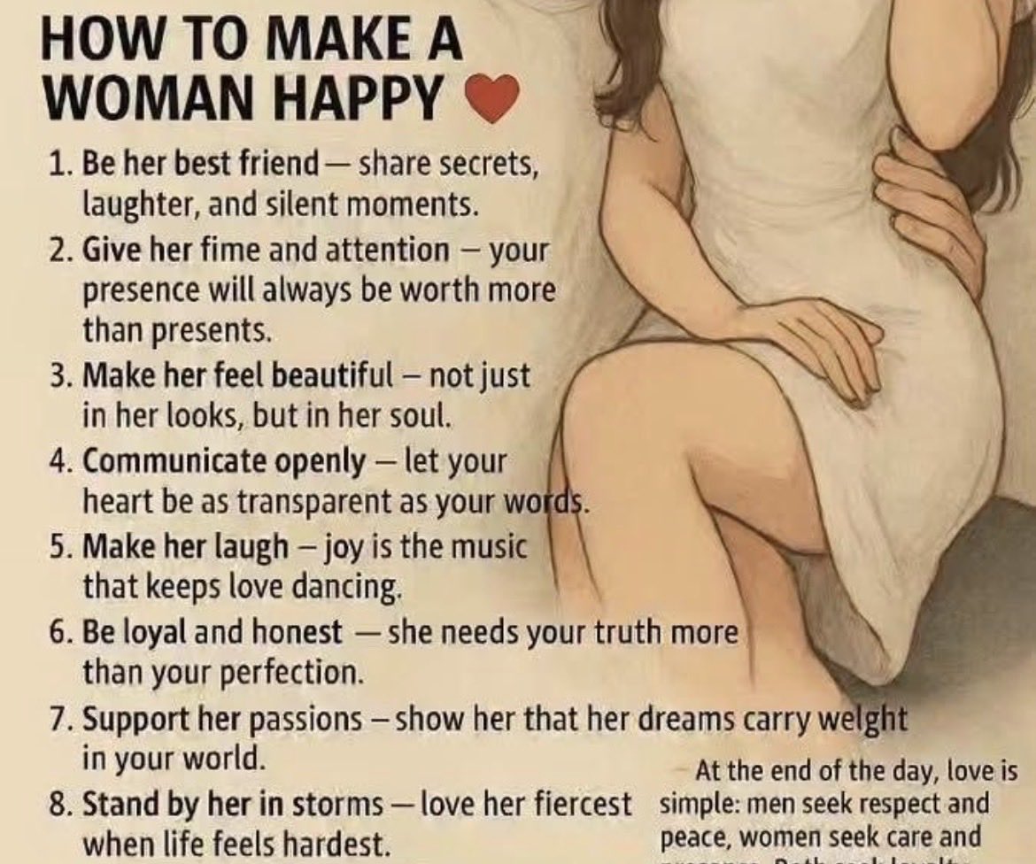 Helena_U4's tweet image. ❤️ Эмэгтэй хүнийг аз жаргалтай байлгах аргууд:

1. Түүний хамгийн сайн найз нь бай - нууцаа, инээдээ, нам гүм мөчүүдээ хуваалц.
2. Түүнд цаг, анхаарал өг - чиний хамт байх байдал нь ямар ч бэлгээс илүү үнэ цэнтэй.
3. Түүнийг үзэсгэлэнтэй гэж мэдрүүл - зөвхөн гадаад төрхөөр нь