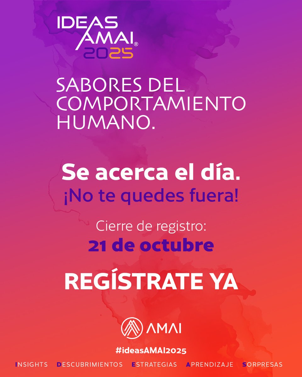 AmaiMexico's tweet image. 🎟️¡Hoy último día, estamos recibiendo los últimos registros!

#IDEASAMAI 2025 abre sus puertas con un menú irresistible de conocimiento 🍽️ y cata de vinos 🍷

🔗 amai.org/IDEASAMAI2025/