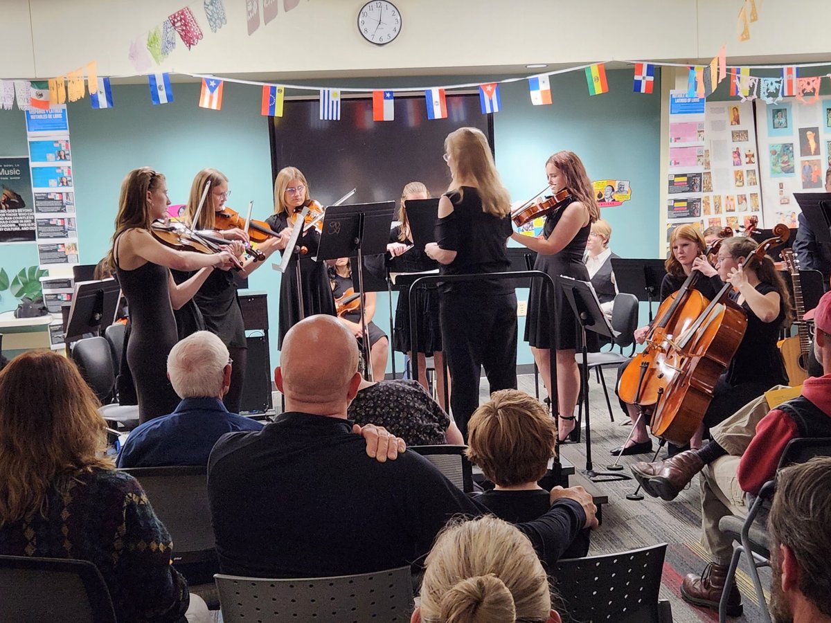 LMHS Orchestra concert tonight in some tight quarters due to Auditorium renovations! #LCatPride