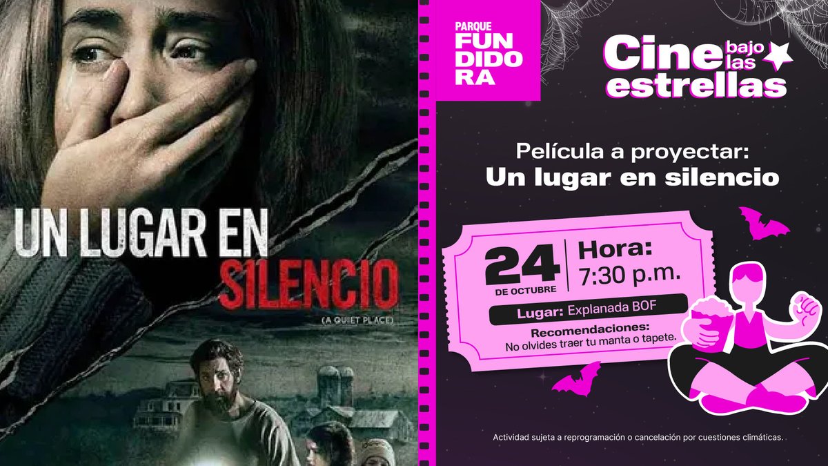 ¡El suspenso y el terror invaden Cine Bajo las Estrellas! 😰🧟‍♂️🎬

Te invitamos a disfrutar de la película: “Un lugar en silencio” 🎬

📍La cita es este viernes en punto de las 7:30 PM, Explanada B.O.F.

¡No faltes! Te esperamos. 🍿🧟‍♂️