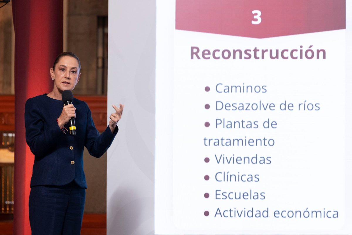 La presidenta <a href="/Claudiashein/">Claudia Sheinbaum Pardo</a> coordina acciones en unidad con los tres niveles de gobierno. Ante las lluvias, el país responde con organización y solidaridad. Emergencia, apoyo, reconstrucción y prevención: cuatro ejes que reflejan un mismo propósito —cuidar a México.