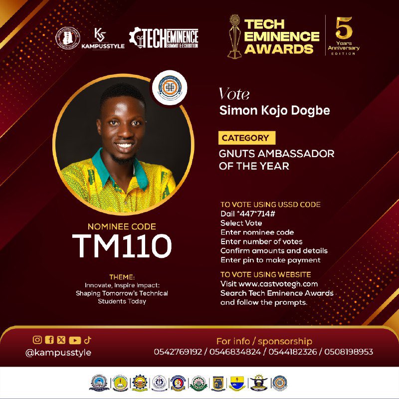 GNUTS_LIVE's tweet photo. GNUTS Ambassador of the Year Nominee – Tech Eminence Awards 2025
Who will emerge as the GNUTS Ambassador of the Year 2025?
Tech Eminence Awards 2025 – 5th Anniversary Edition!
#TechEminenceAwards2025 #GNUTSAmbassadorOfTheYear #CampusLegends #5YearsOfExcellence #Kampusstyle https://t.co/lSdmbK4WUf