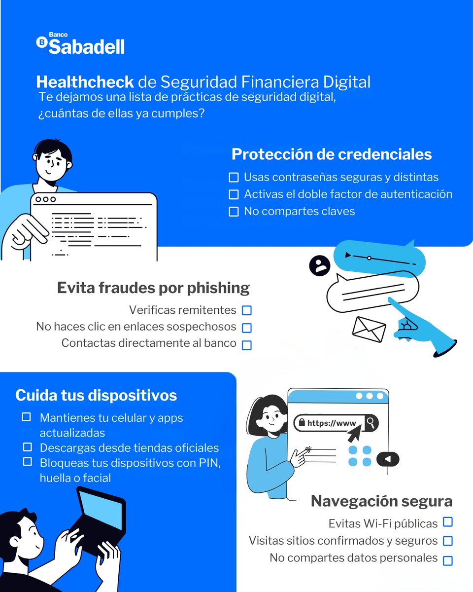 Octubre es el mes de la seguridad de la información y un buen momento para revisar tus hábitos digitales y proteger lo que más valoras: tu información financiera. 

Desde tus contraseñas hasta la forma en que navegas, cada acción cuenta. Haz conciencia, toma acción. La seguridad