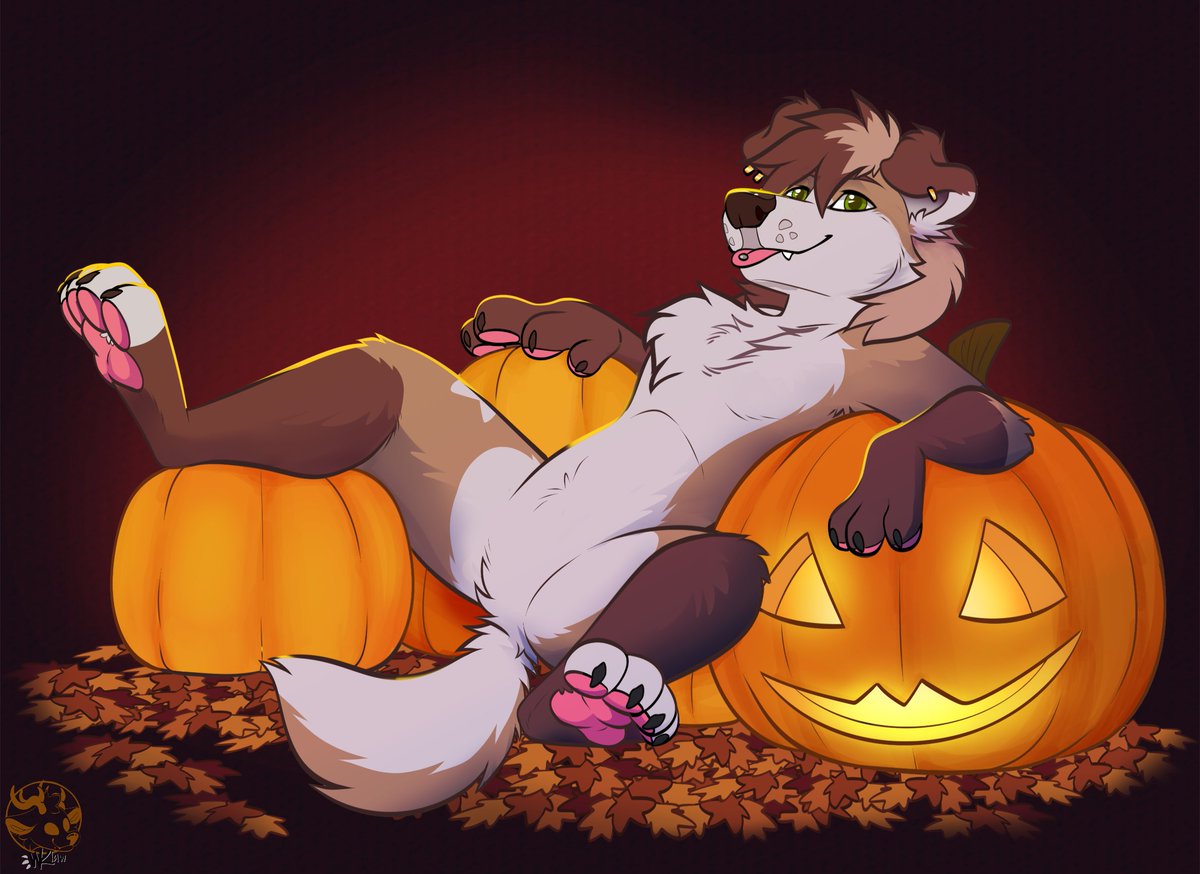 Just a dog enjoying halloweenie and autism! 

🎨- @/Whiteklaw_art (18+)