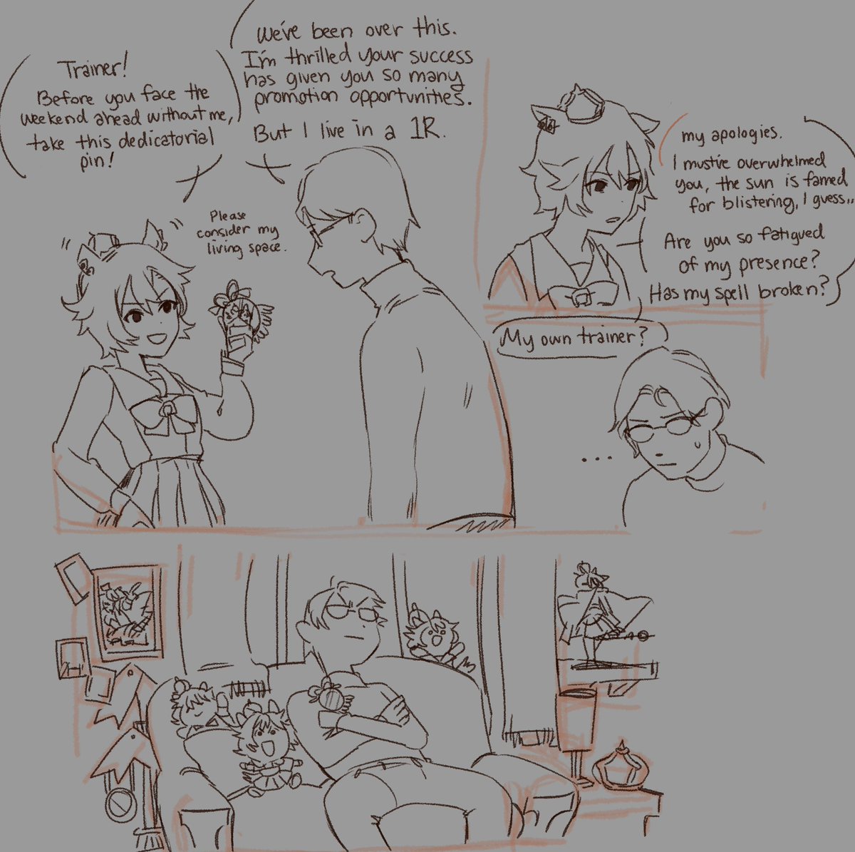 dungeonBGM's tweet image. tm opera o and trainer comic i dont plan on polishing. her trainer might be one of the most put-upon and burdened people alive