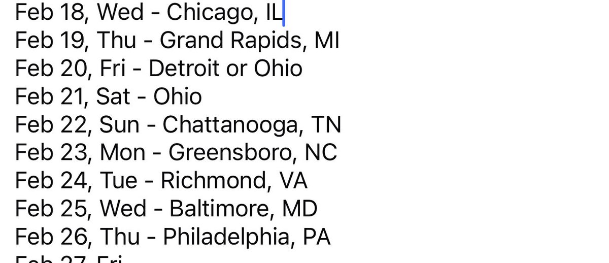 Rough Tour Plan for the Midwest USA