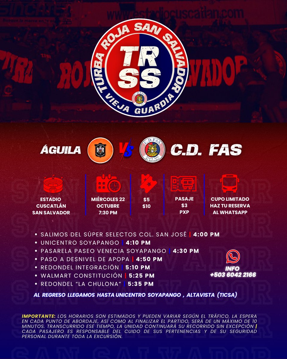 🔴🔵🔥 ¡CLÁSICO NACIONAL, PAPÁ! 

Este miércoles todos al Cusca con la TRSS Vieja Guardia 🚌🍻🍻

#TRSS2004 #ViejaGuardia #Hinchada #CDFAS