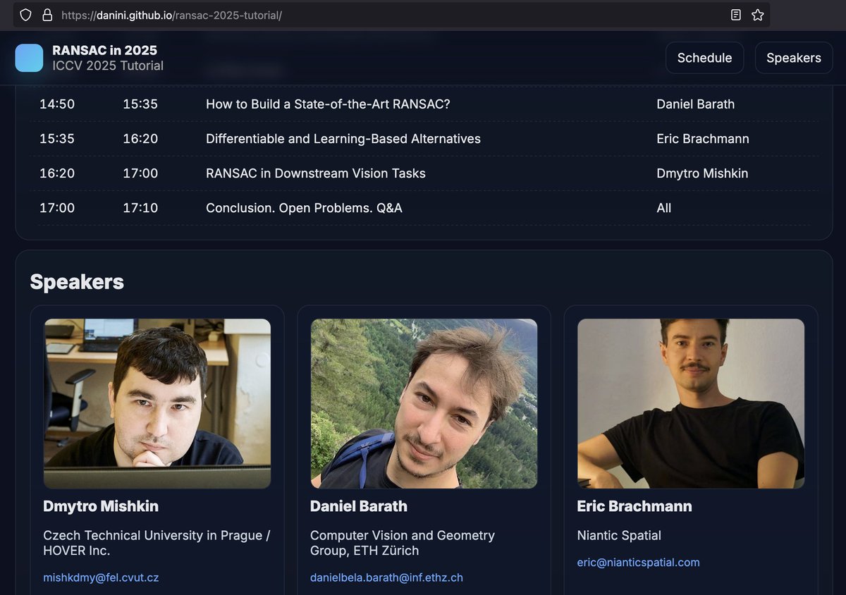 That's where you want to be this afternoon at <a href="/ICCVConference/">#ICCV2025</a> in room 328.

<a href="/ducha_aiki/">Dmytro Mishkin 🇺🇦</a> <a href="/majti89/">Baráth Dániel</a> <a href="/eric_brachmann/">Eric Brachmann</a>