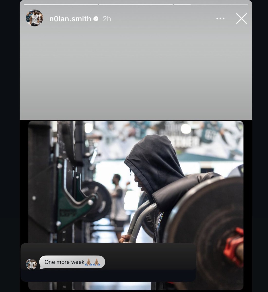 “One more week” - Nolan Smith via IG 👀