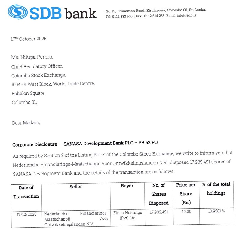 Channa_Amare's tweet image. More changes in #SDB major shareholders

Disappointing to note recent exit of Dutch development bank FMO

Will be interesting to see next moves of key shareholders #LOLC and Senthilverl Holdings

Share at highest since early 2021, but under-performed #CSE #lka amid modest results