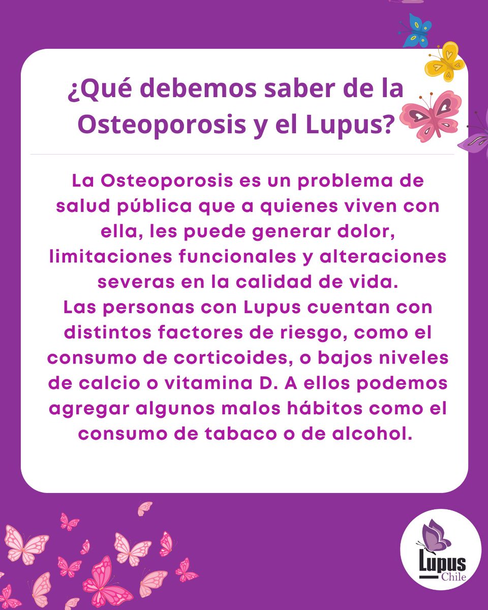 Lupus_Chile's tweet image. Hoy es el #DíaMundialDeLaOsteoporosis, una enfermedad reumática silenciosa que afecta a más de 500 millones de personas.

Si tienes Lupus, toma nota para prevenir fracturas, dolores, limitaciones a tu movilidad o alteraciones en tu calidad de vida.