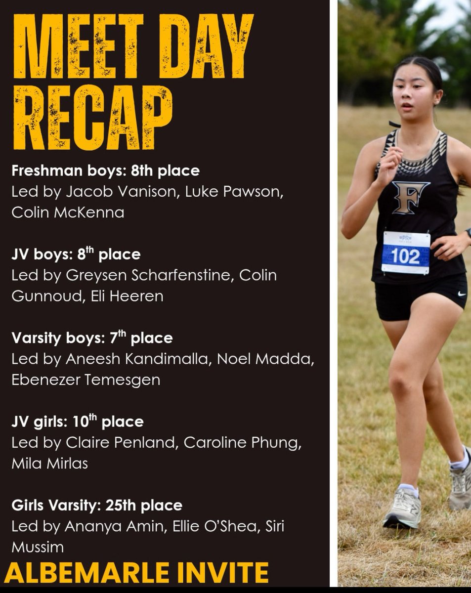 freedomhs_xctf's tweet image. Between Homecoming, the Albemarle Invite, and the last quad meet of the season, our Eagles crushed it! 

Just about everyone ran personal bests to end the regular season! So great to see all your hard work paying off — keep it up, Eagles!