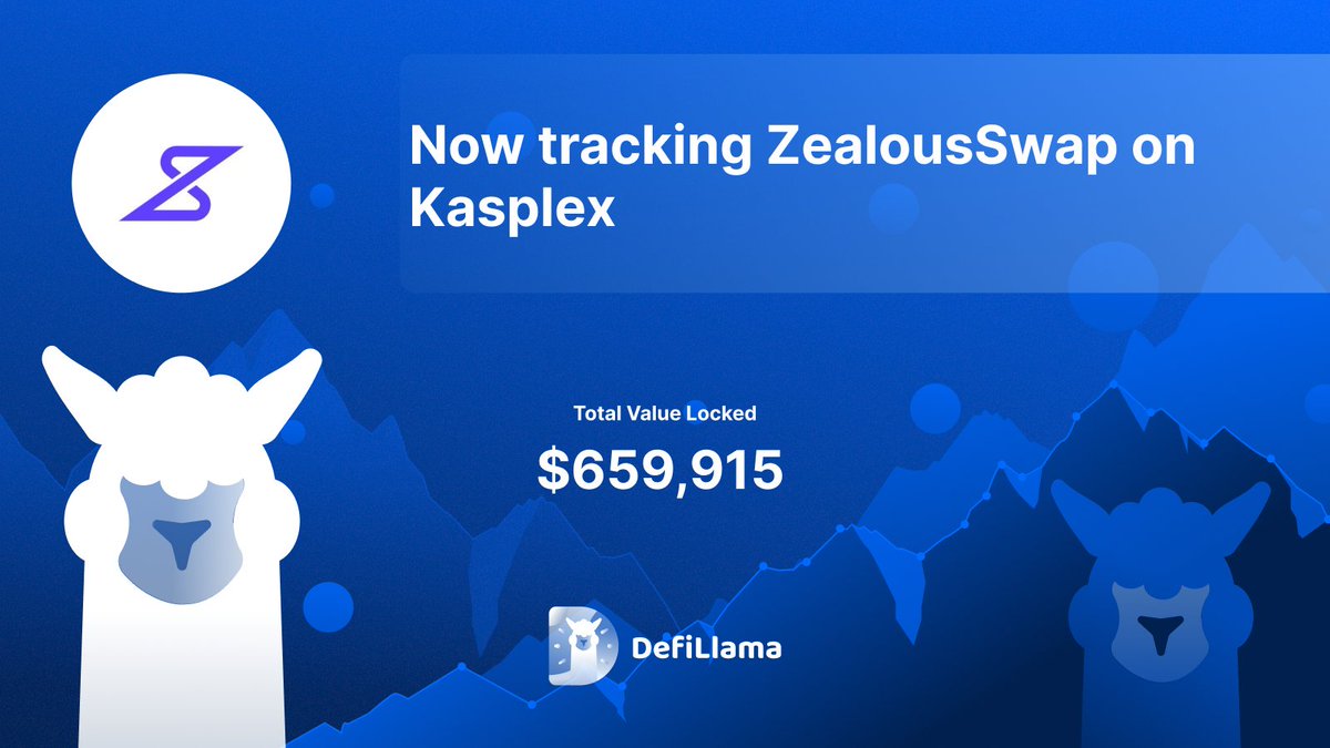 DeFiLlama 关于 Kasplex 上 ZealousSwap 的公告图，TVL 为 $659,915