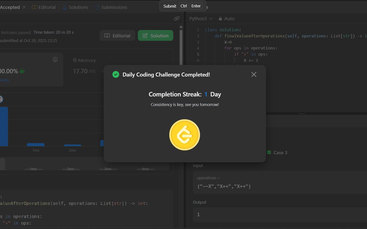 PandetiMohansai's tweet image. Solved my first ever #DailyCodingChallenge 
Day 1 Streak

#DataStructuresandAlgorithms
#DSA
#LeetCode